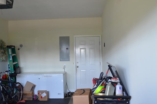 124 Whitney Ave, Enterprise, AL 36330 - garage featuring electric panel and a garage door opener