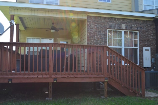 124 Whitney Ave, Enterprise, AL 36330 - deck with a ceiling fan and stairway