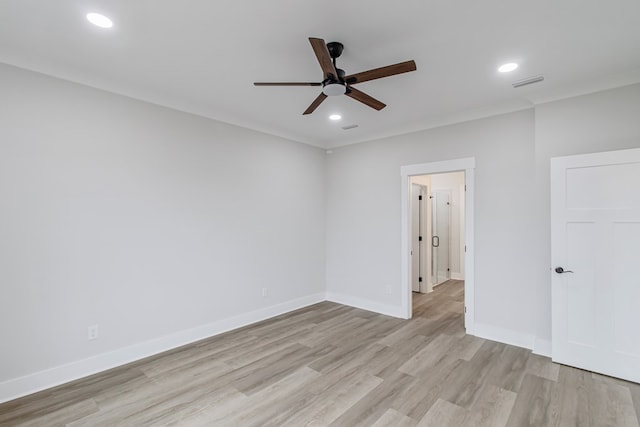 1919 Silcox Rd, Ashford, AL 36312 - unfurnished bedroom with crown molding, baseboards, visible vents, light wood-style floors, and recessed lighting