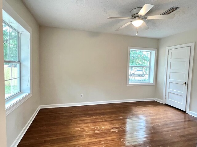 115 Westmont Dr, Dothan, AL 36301 - empty room with hardwood / wood-style floors, plenty of natural light, ceiling fan, and a textured ceiling
