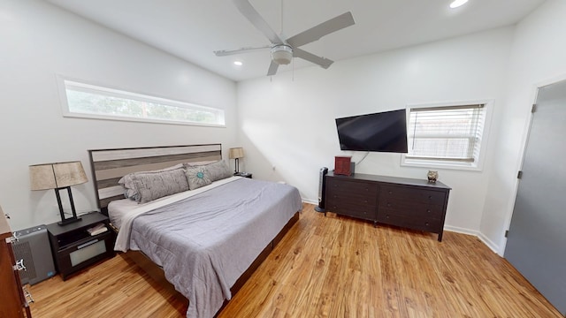 207 Seeba Dr, Dothan, AL 36303 - bedroom with multiple windows, light wood-style flooring, recessed lighting, and a ceiling fan