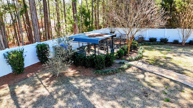 view of yard with a fenced backyard