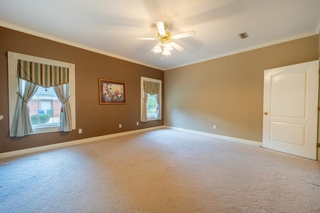 401 Dunleith Blvd, Dothan, AL 36303 - carpeted empty room featuring crown molding, a ceiling fan, and baseboards