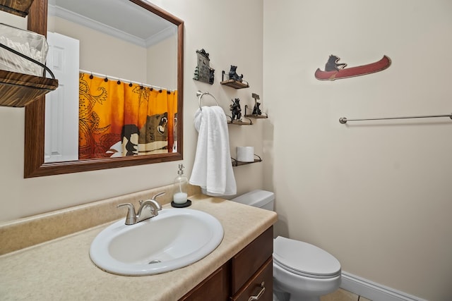 115 Brittany Dr, Dothan, AL 36301 - bathroom with vanity, ornamental molding, and a shower with shower curtain