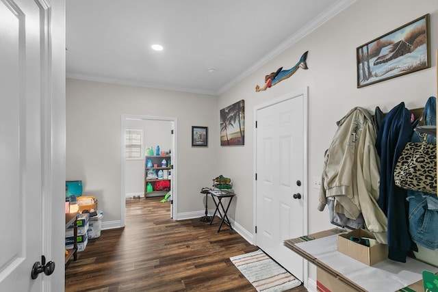 1908 Baxter Rd, Ashford, AL 36312 - foyer featuring ornamental molding, dark wood finished floors, and recessed lighting