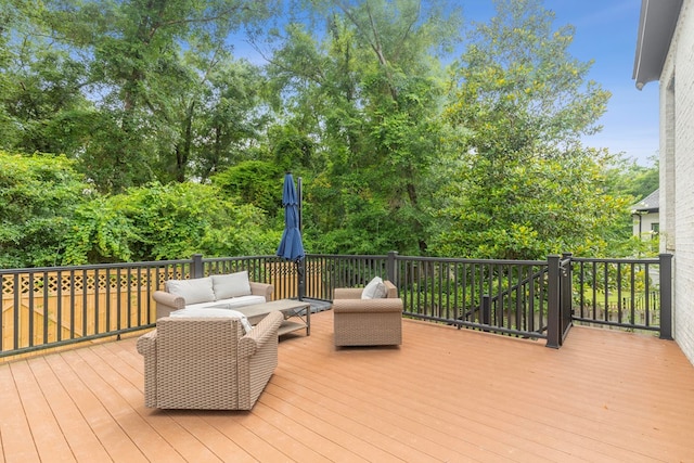 deck featuring outdoor lounge area