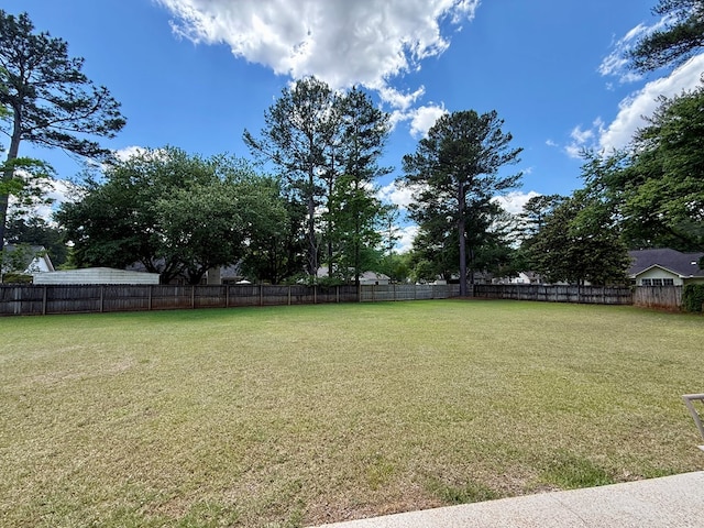 view of yard with a fenced backyard