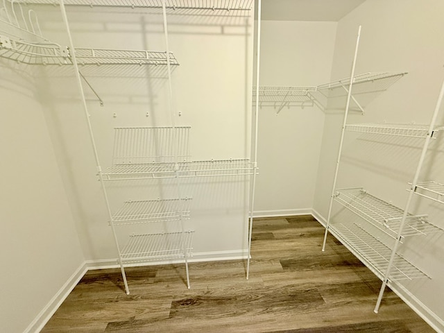 spacious closet with wood finished floors
