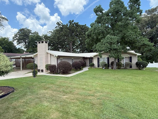 26 Goff St, Daleville, AL 36322 - view of front facade with a chimney, driveway, a carport, and a metal roof