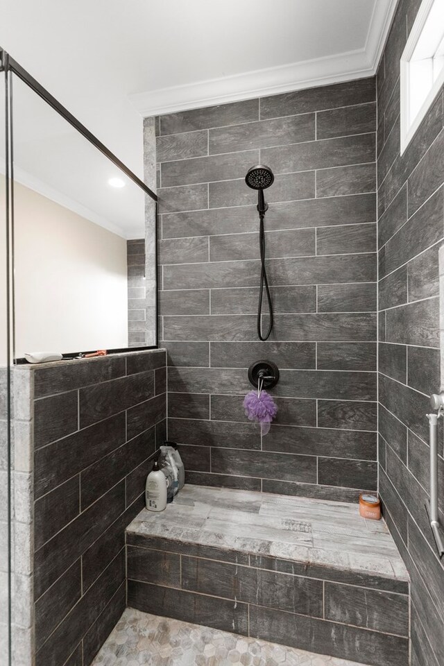 333 County Road 271, Clopton, AL 36317 - bathroom with crown molding and tiled shower