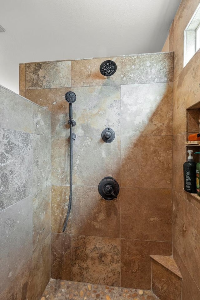 interior details with tiled shower