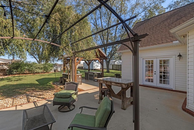 view of patio featuring area for grilling and french doors