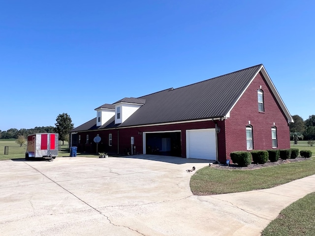 exterior space with a garage