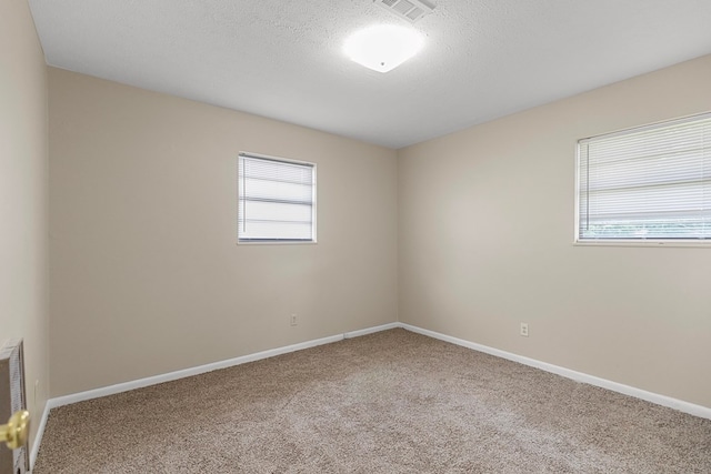 empty room featuring carpet flooring and a textured ceiling