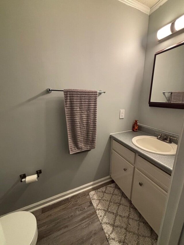 112 Vixen Ct, Dothan, AL 36305 - bathroom featuring wood finished floors, vanity, and ornamental molding