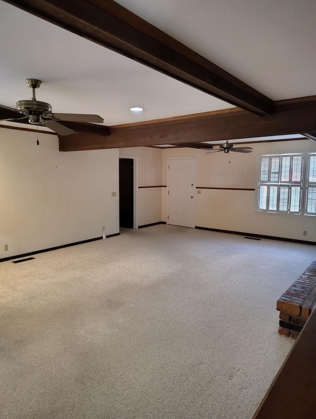 interior space featuring ceiling fan