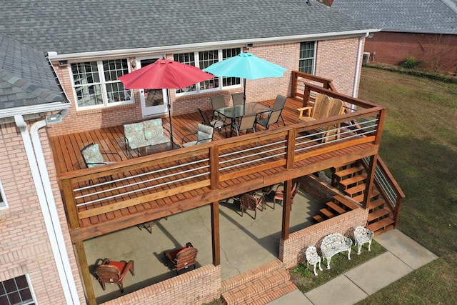 3374 Lake Oak Ridge Dr, Enterprise, AL 36330 - exterior space with outdoor dining space, a lawn, and a patio
