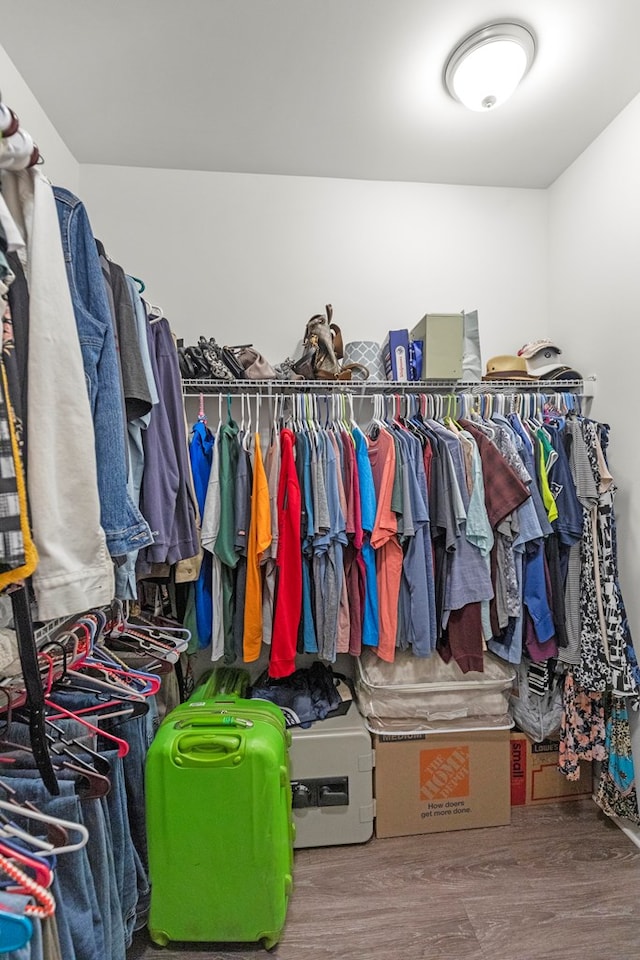 walk in closet featuring wood-type flooring