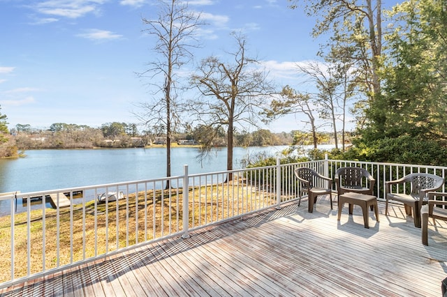 deck with a water view