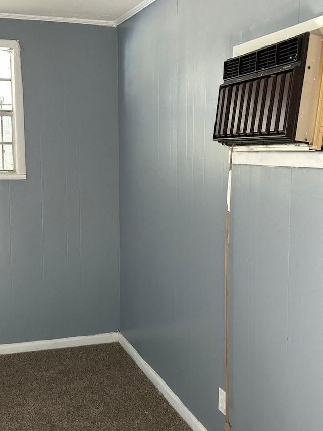 interior space with carpet floors and ornamental molding