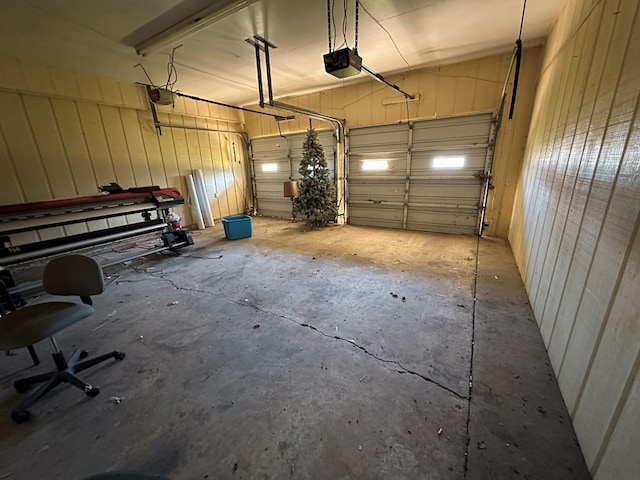 garage with a garage door opener