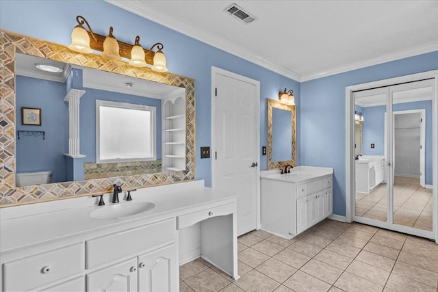 105 Christen Ln, Dothan, AL 36305 - bathroom with tile patterned flooring, a sink, ornamental molding, and two vanities
