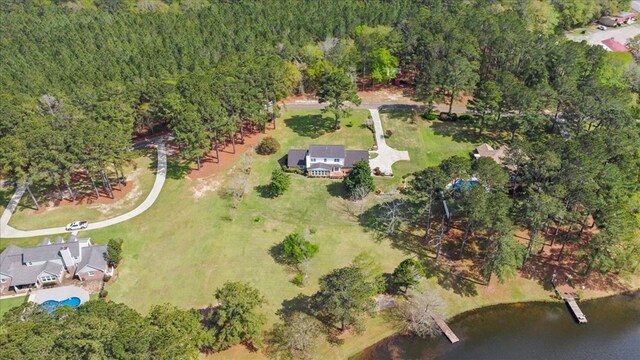 105 Christen Ln, Dothan, AL 36305 - birds eye view of property featuring a wooded view and a water view