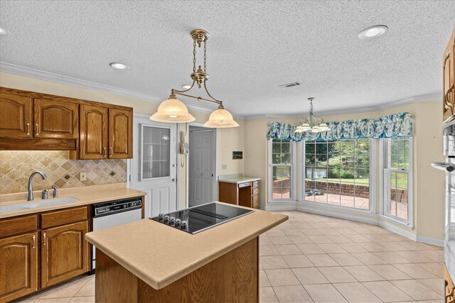 105 Christen Ln, Dothan, AL 36305 - kitchen featuring black electric stovetop, brown cabinets, white dishwasher, and a sink