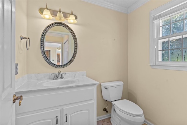 105 Christen Ln, Dothan, AL 36305 - bathroom with baseboards, ornamental molding, toilet, tile patterned floors, and vanity