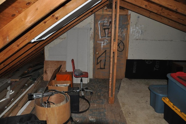 view of unfinished attic