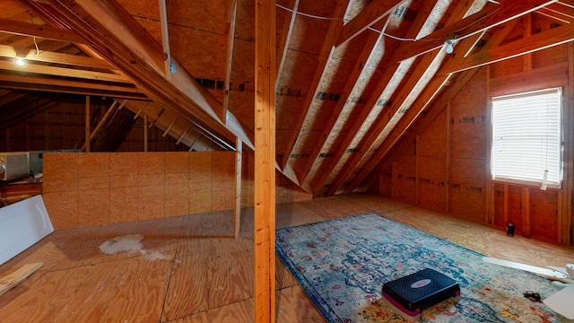 view of unfinished attic