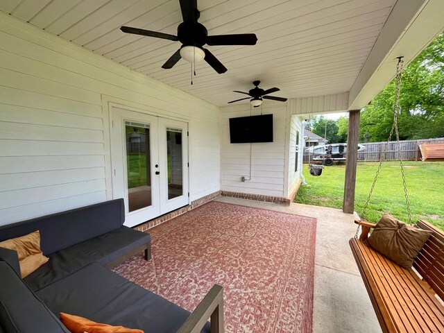 212 Neenan Dr, Enterprise, AL 36330 - view of patio featuring french doors and a ceiling fan