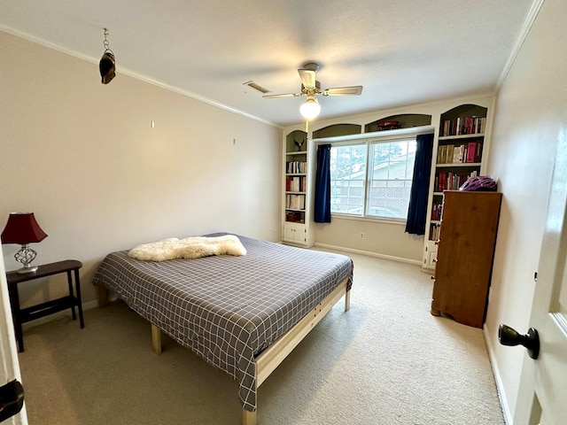 1317 Cambridge Rd, Dothan, AL 36305 - bedroom featuring ornamental molding, light carpet, baseboards, and ceiling fan
