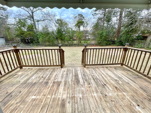 deck featuring a fenced backyard