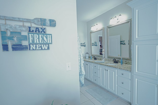 bathroom featuring vanity and tile patterned floors