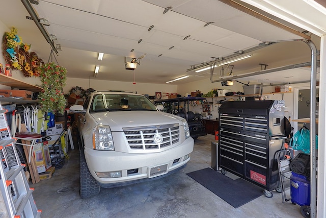 garage with a garage door opener