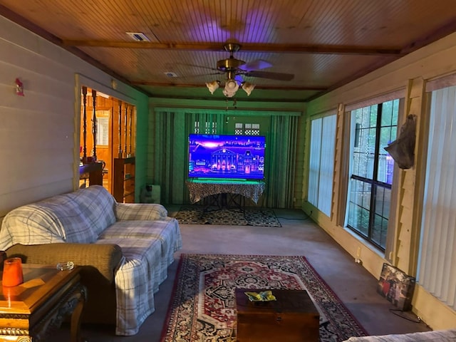 555 Cove Rd, Abbeville, AL 36310 - cinema room featuring a ceiling fan and concrete flooring