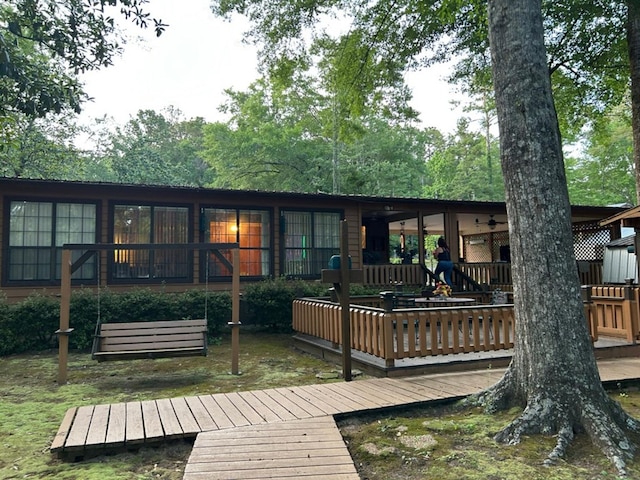 555 Cove Rd, Abbeville, AL 36310 - rear view of property featuring a wooden deck