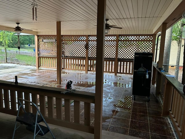 555 Cove Rd, Abbeville, AL 36310 - wooden terrace with ceiling fan