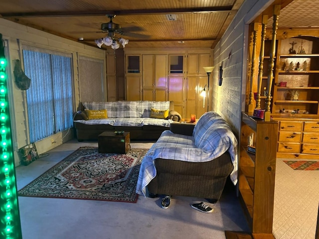 555 Cove Rd, Abbeville, AL 36310 - living area with ceiling fan and concrete flooring