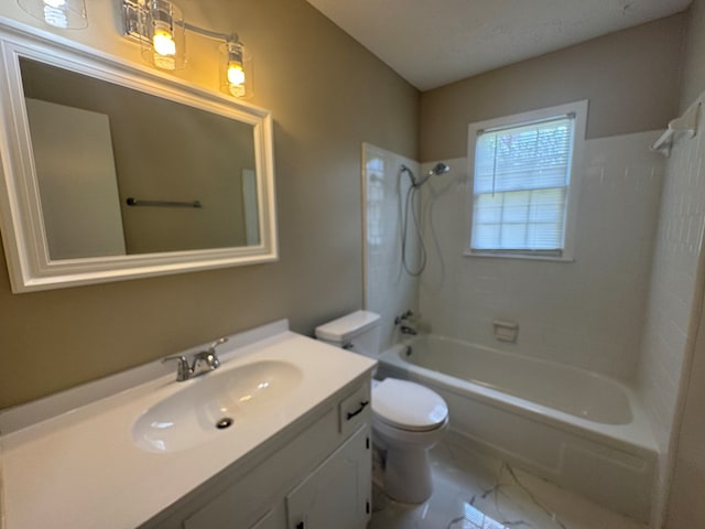 411 Kentworth Dr, Dothan, AL 36301 - bathroom featuring vanity, washtub / shower combination, and marble look tiles