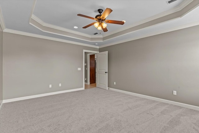 102 Tumbleweed Dr, Enterprise, AL 36330 - carpeted spare room featuring a tray ceiling, crown molding, and ceiling fan