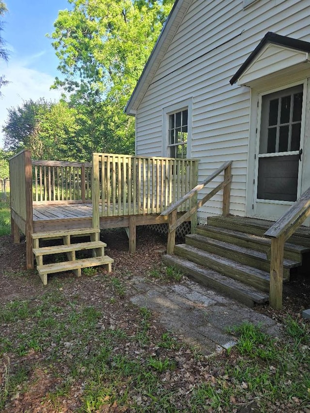 wooden terrace with entry steps