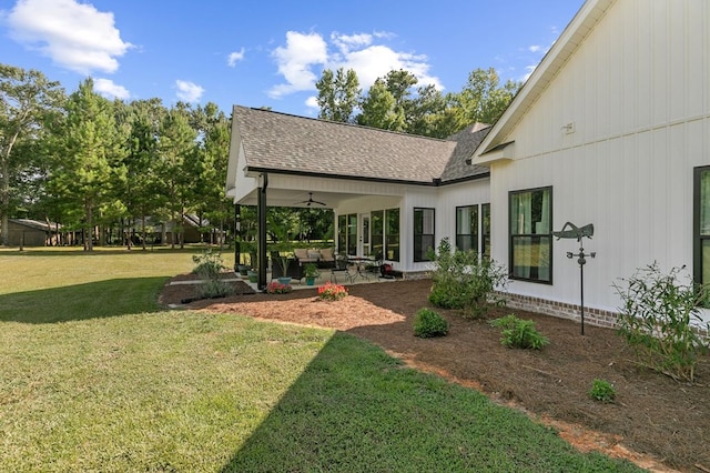 3155 Eddins Rd, Dothan, AL 36301 - view of green lawn with a patio and ceiling fan