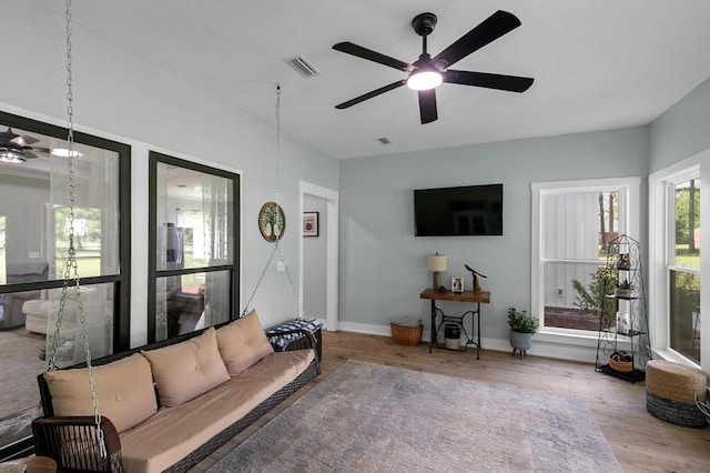 3155 Eddins Rd, Dothan, AL 36301 - living area with ceiling fan and wood finished floors