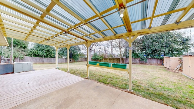 view of patio / terrace with a fenced backyard and a pergola