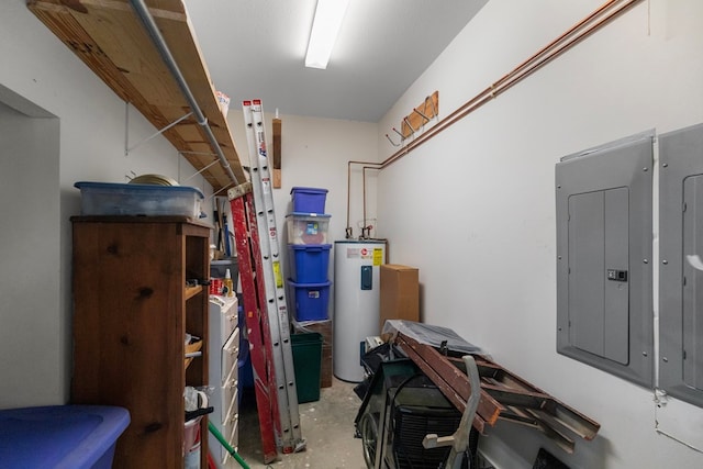 utilities featuring electric panel and water heater