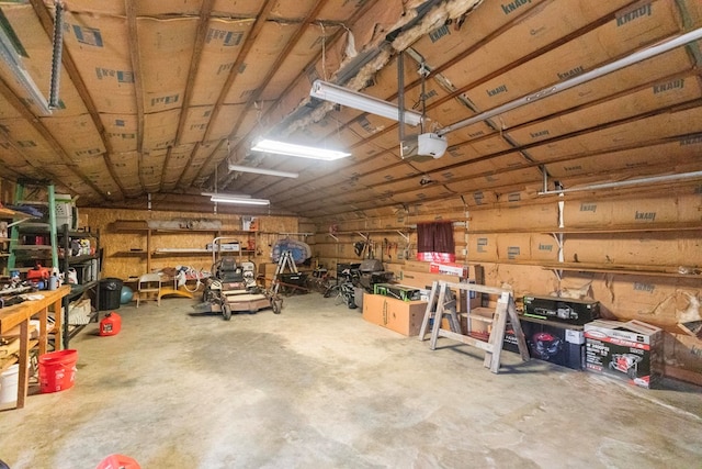 garage with a garage door opener