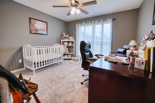 370 Airport Rd, Slocomb, AL 36375 - bedroom featuring carpet flooring, a desk, and ceiling fan