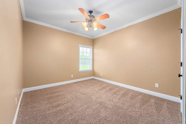 2045 Holland Rd, Newton, AL 36352 - spare room with carpet floors, crown molding, a ceiling fan, and baseboards